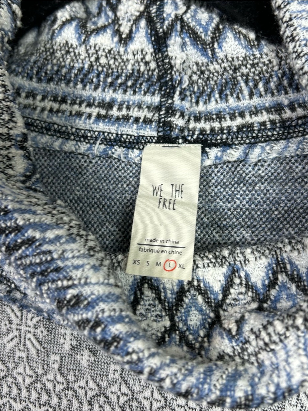 We The Free Gray Patterned Cowlneck Sweater with Dark Hem - Picture 2 of 14